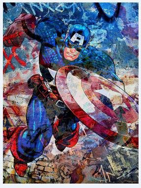 Captain America Graffiti Charge Poster - Uniquelet