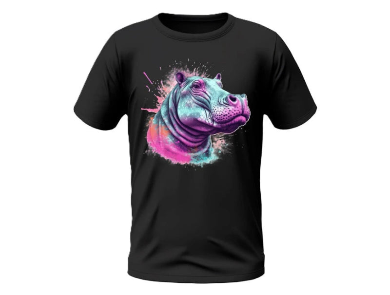 Neon Hippo Splash T-Shirt - Uniquelet